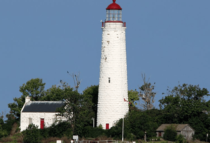the Chantry Island Lighthouse in Lake Huron, located roughly a kilometre offshore from Southampton, Ontario