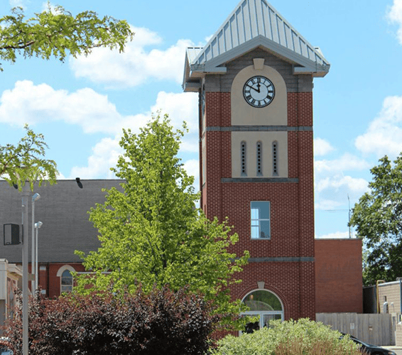 the iconic Clock Tower in Downtown Hanover, Ontario