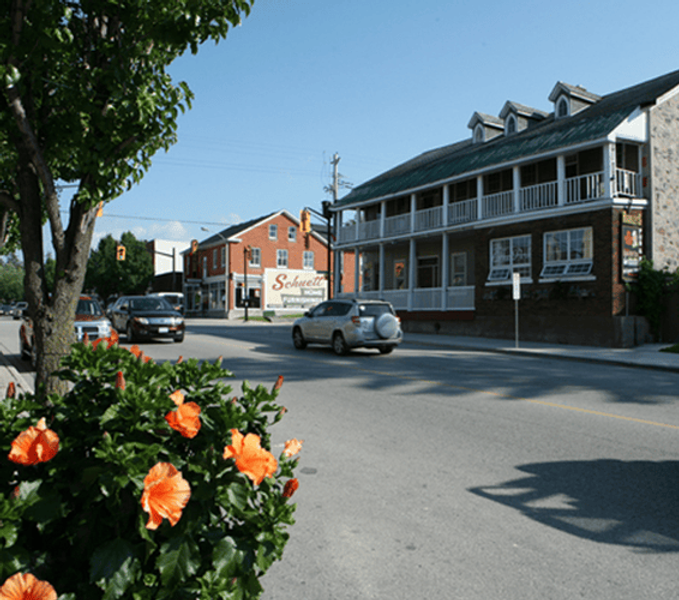 the downtown of Mildmay, Ontario, looking south along Elora Street.