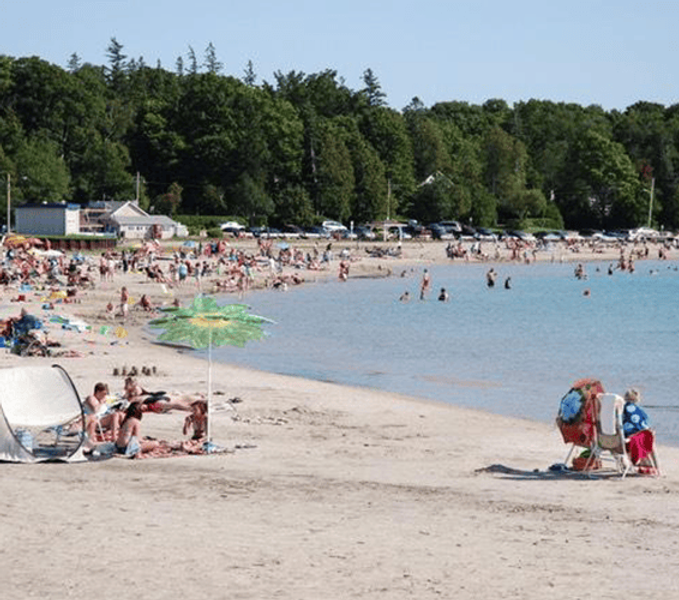 a beautiful sunny day at Port Elgin Beach, located on the shores of Lake Huron in Saugeen Shores, Ontario